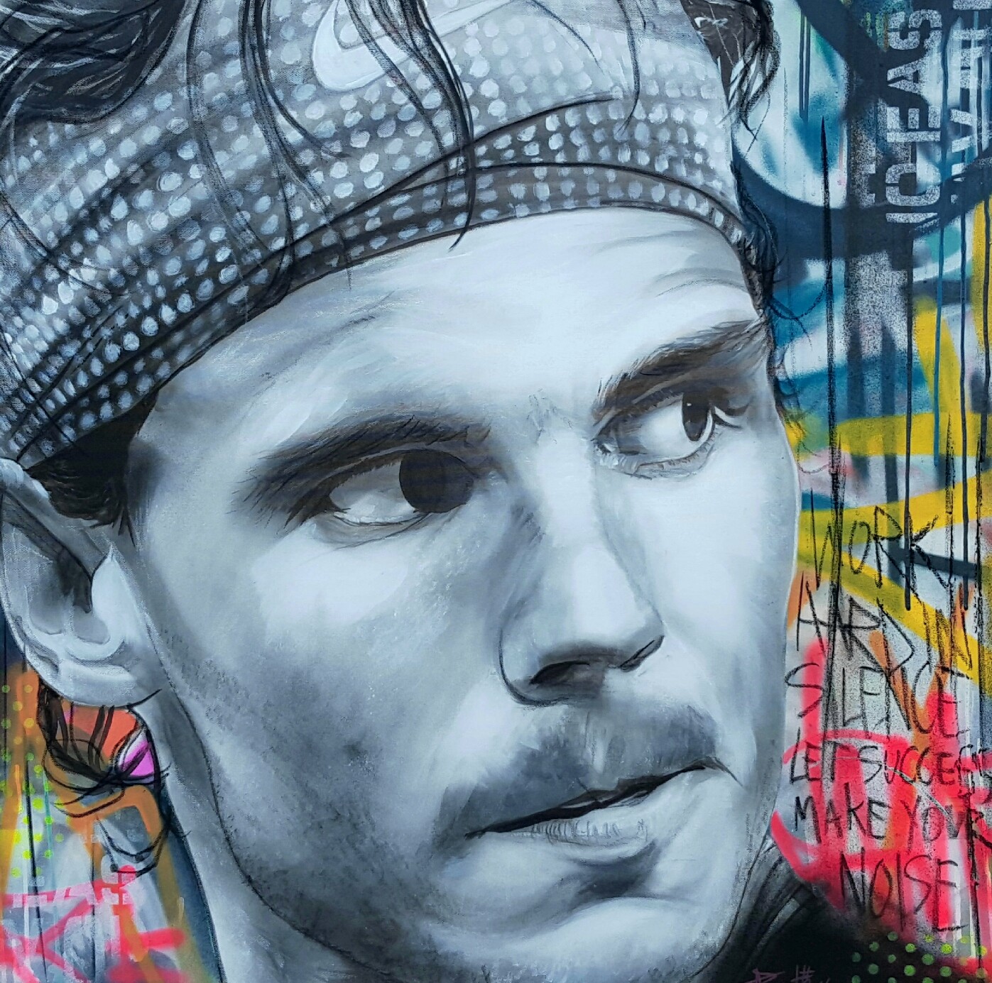 Le regard de Rafael Nadal mis en lumière dans une peinture