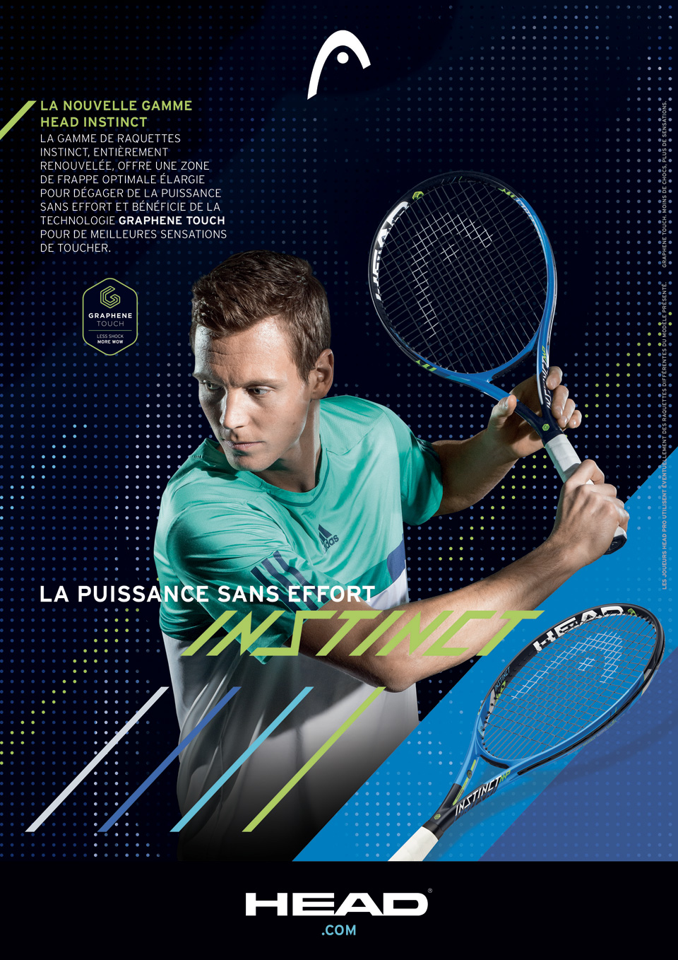 Nouvelle raquette HEAD Instinct représentée par Tomas Berdych